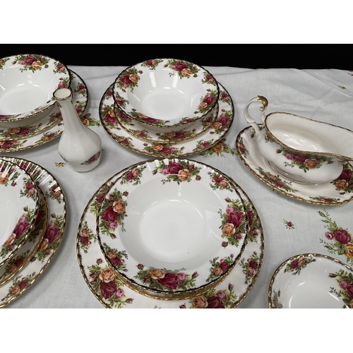 156 - ROYAL ALBERT COUNTRY ROSE DINNER WARE - APPROX 40 PIECES AND TO INCLUDE ROYAL ALBERT TABLEMATS AND T... 