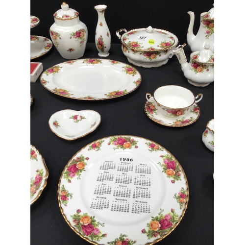 167 - LARGE ROYAL ALBERT COUNTRY ROSE DINNER AND TEA WARE - APPROX 44 PIECES