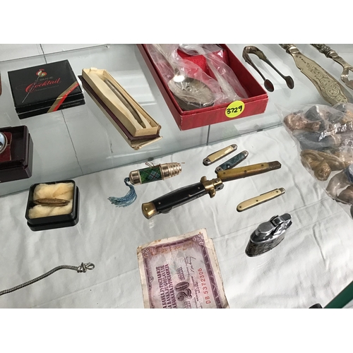 168 - QTY OF COLLECTABLES TO INCLUDE - WADE WHIMSIES, QTY OF PENKNIVES, CUTLERY, RINGS, ETC