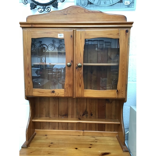 181 - MODERN PINE GLAZED TOP KITCHEN DRESSER - H76