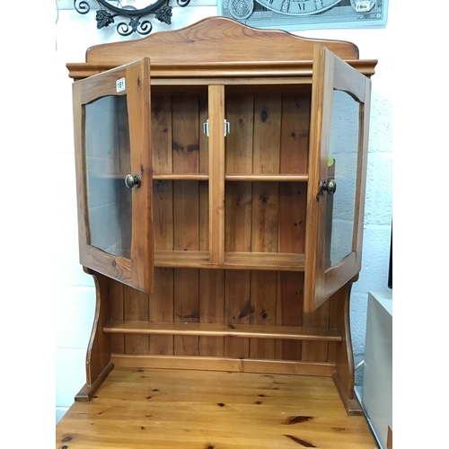 181 - MODERN PINE GLAZED TOP KITCHEN DRESSER - H76