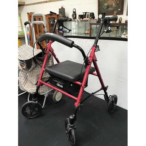 187 - 2 WALKING AIDS, DISABILITY STEP AND SHOPPING TROLLEY