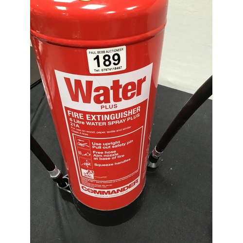 189 - 2 NEW 6LTR FIRE EXTINGUISHERS - 1 WATER &  1 FOAM