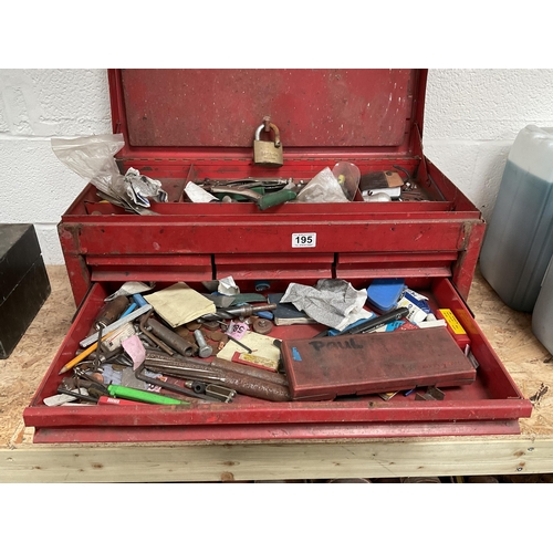 195 - WORKSHOP TABLETOP TOOL CHEST AND CONTENTS - H15