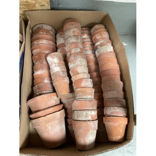 203 - 3 BOXES OF VINTAGE TERRACOTTA POTS