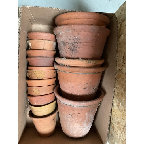 204 - 3 BOXES OF VINTAGE TERRACOTTA POTS