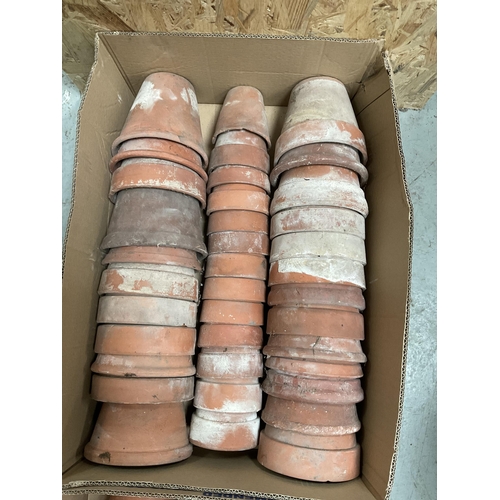 205 - 3 BOXES OF VINTAGE TERRACOTTA POTS