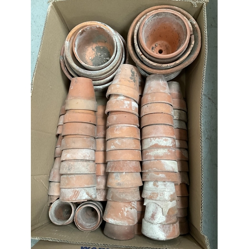 206 - 3 BOXES OF VINTAGE TERRACOTTA POTS