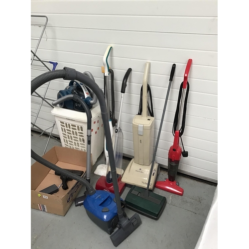 216 - 2 CYLINDER HOOVERS, UPRIGHT HOOVER, FLOOR CLEANER ETC