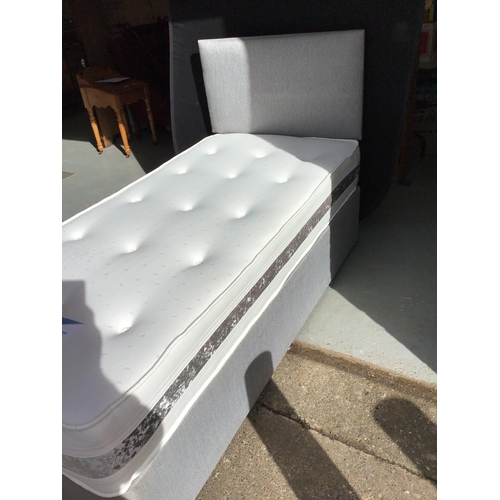 217 - ORTHOPEADIC SINGLE DIVAN BED C/W MATCHING HEADBOARD