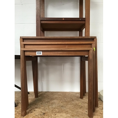 224 - TEAK NEST OF 3 TABLES, LAMP TABLE, 1 OTHER