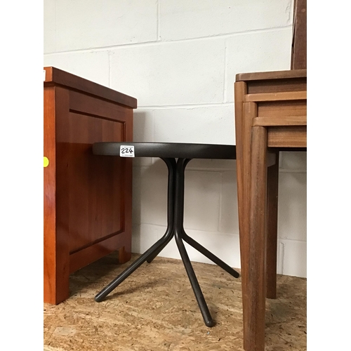 224 - TEAK NEST OF 3 TABLES, LAMP TABLE, 1 OTHER