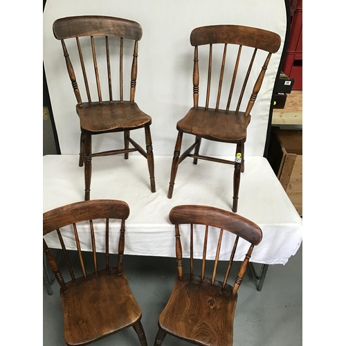 227 - 4 MATCHING VICTORIAN FARMHOUSE CHAIRS