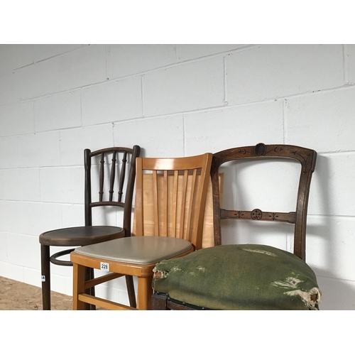 228 - FOLDING TABLE, BENTWOOD CHAIR, VICTORIAN CHAIR AND RETRO KITCHEN CHAIR