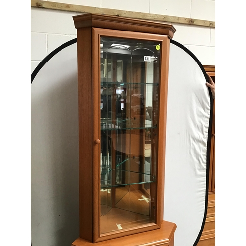 231 - VINTAGE STAG SANDRINGHAM RANGE TEAK GLAZED TOPPED CORNER CABINET (China not Included) H76