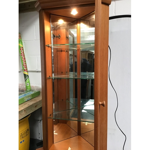 231 - VINTAGE STAG SANDRINGHAM RANGE TEAK GLAZED TOPPED CORNER CABINET (China not Included) H76