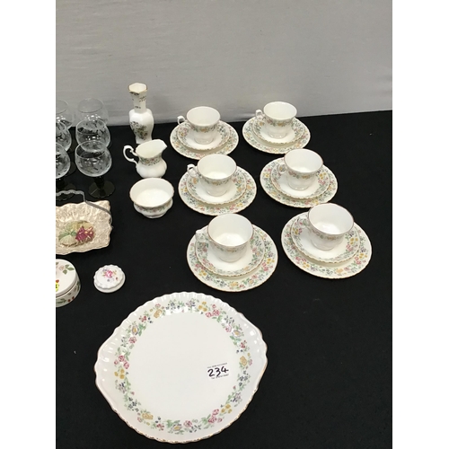 234 - VICTORIAN PART CHINA TEA SET, ROYAL KENT PART CHINA TEA SET, 6 MATCHING GOBLETS