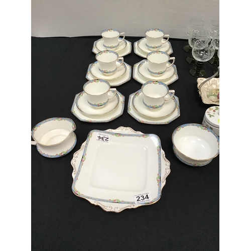 234 - VICTORIAN PART CHINA TEA SET, ROYAL KENT PART CHINA TEA SET, 6 MATCHING GOBLETS