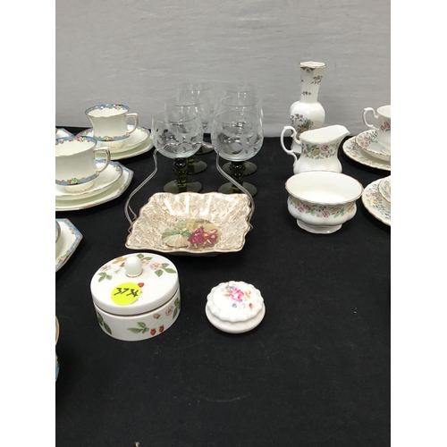 234 - VICTORIAN PART CHINA TEA SET, ROYAL KENT PART CHINA TEA SET, 6 MATCHING GOBLETS