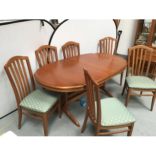 237 - STAG SANDRINGHAM RANGE TEAK EXTENDING DINING TABLE AND 6 MATCHING CHAIRS - H29