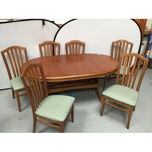 237 - STAG SANDRINGHAM RANGE TEAK EXTENDING DINING TABLE AND 6 MATCHING CHAIRS - H29