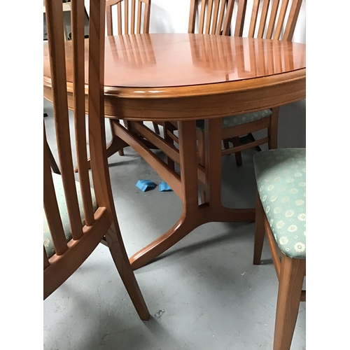 237 - STAG SANDRINGHAM RANGE TEAK EXTENDING DINING TABLE AND 6 MATCHING CHAIRS - H29