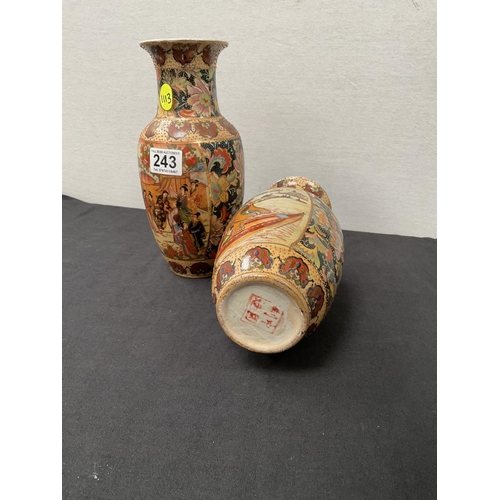 243 - PAIR OF CHINESE DECORATED REPRODUCTION VASES - H10