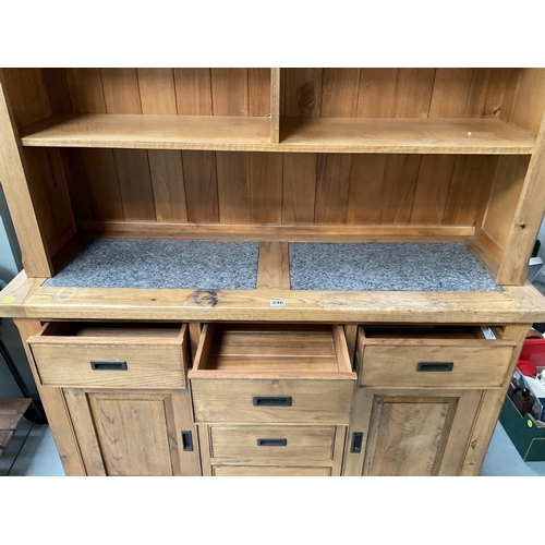 246 - MODERN OAK DRESSER BASE WITH 6 DRAWERS AND 2 DOORS C/W INSET MARBLE TOP AND OPEN RACK - G PLAN - H29... 