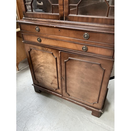 253 - REPRODUCTION ASTRICAL GLAZED SECRETAIRE BOOKCASE - H77