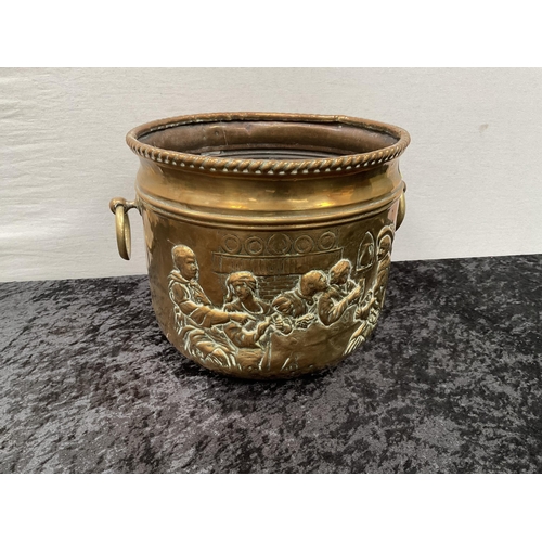 272 - 2 BRASS JARDINERES AND BRASS COAL SCUTTLE