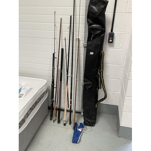 276 - FISHING HOLDALL AND FISHING ROD & PARTS - 1 ROD AND PARTS ONLY