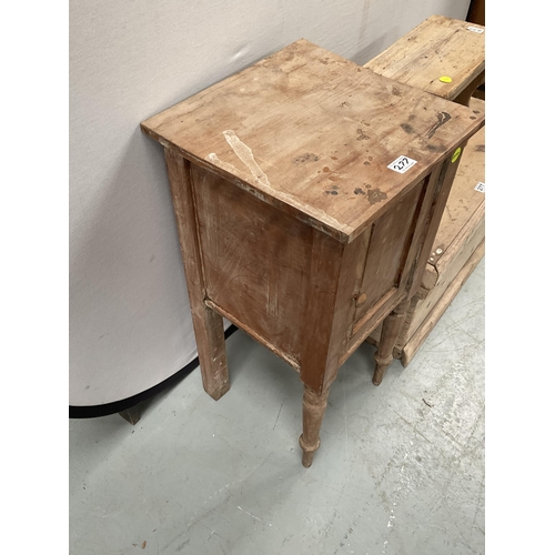 277 - VICTORIAN STRIPPED PINE BOX, POT CUPBOARD AND SMALL STOOL - ALL A/F