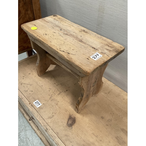 277 - VICTORIAN STRIPPED PINE BOX, POT CUPBOARD AND SMALL STOOL - ALL A/F