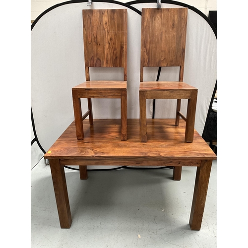 285 - OCACIA WOOD DINING TABLE AND 3 MATCHING CHAIRS - H30