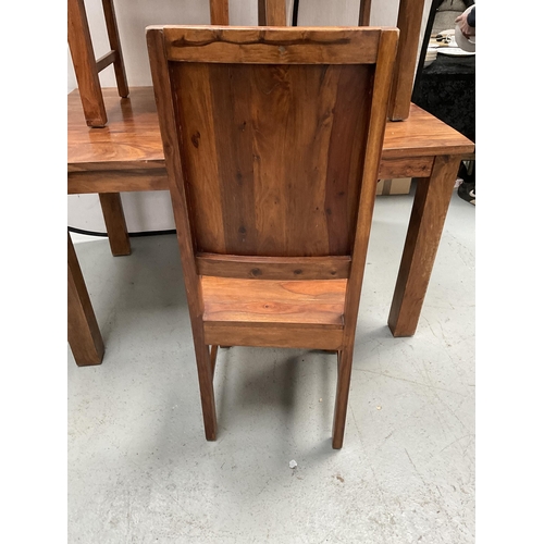 285 - OCACIA WOOD DINING TABLE AND 3 MATCHING CHAIRS - H30