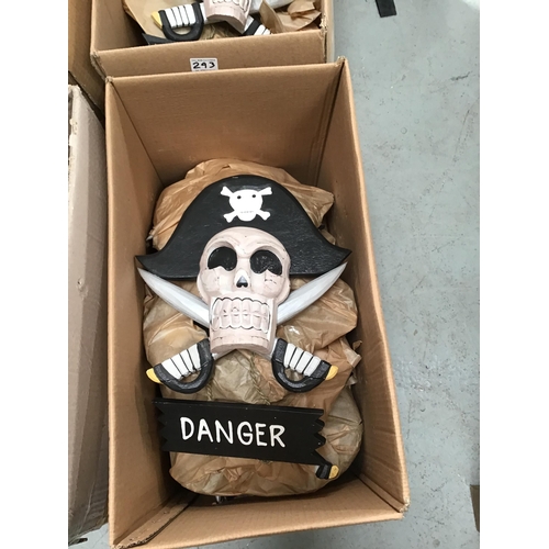 293 - 4 BOXES OF SKULL SIGNS