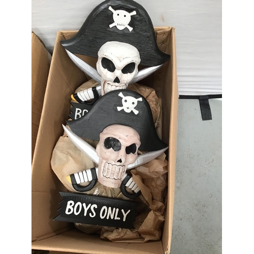 293 - 4 BOXES OF SKULL SIGNS