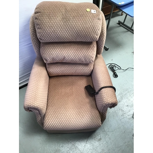 294 - ELECTRIC UPHOLSTERED RISE & RECLINE CHAIR