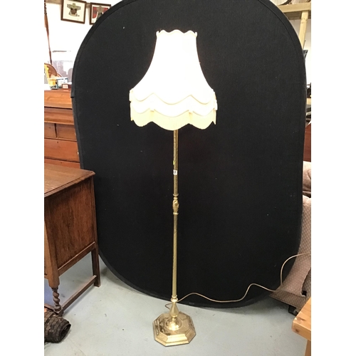 307 - BRASS STANDARD LAMP C/W SHADE