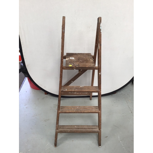 308 - VINTAGE WOODEN STEP LADDERS - H44