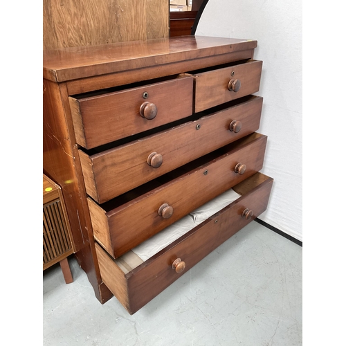 320 - VICTORIAN MAHOGANY VENEERED BEDROOM CHEST 2 OVER 3 - A/F - H42