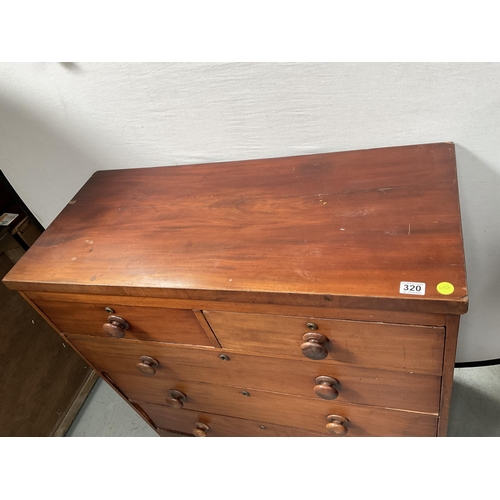 320 - VICTORIAN MAHOGANY VENEERED BEDROOM CHEST 2 OVER 3 - A/F - H42