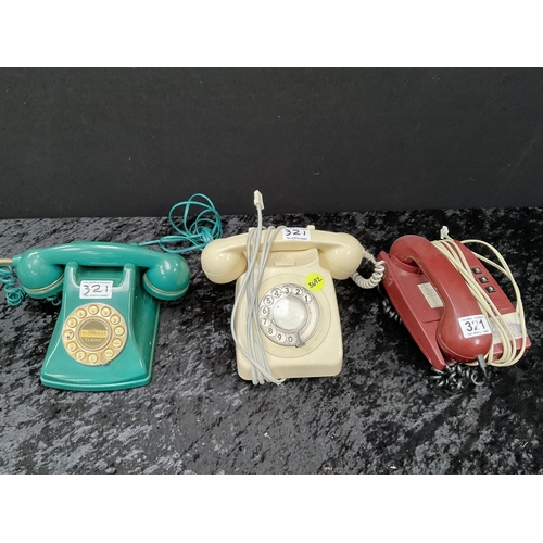 321 - 3 VINTAGE TELEPHONES AND 2 VINTAGE CAMERARS