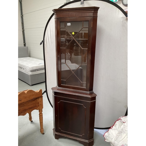 330 - REPRODUCTION MAHOGANY ASTRICAL GLAZED CORNER CABINET