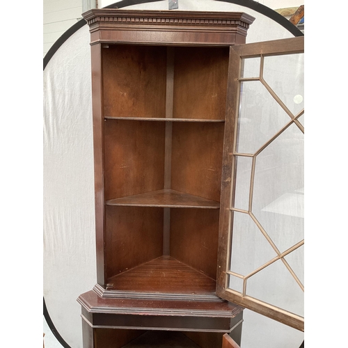 330 - REPRODUCTION MAHOGANY ASTRICAL GLAZED CORNER CABINET