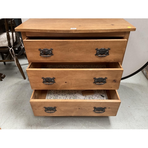 337 - EDWARDIAN PINE 3 DRAWER BEDROOM CHEST - H32