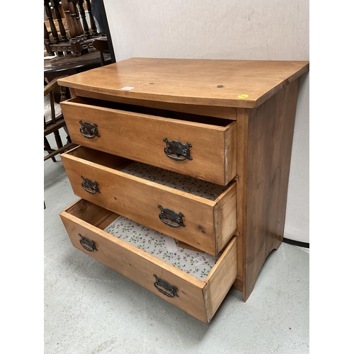 337 - EDWARDIAN PINE 3 DRAWER BEDROOM CHEST - H32