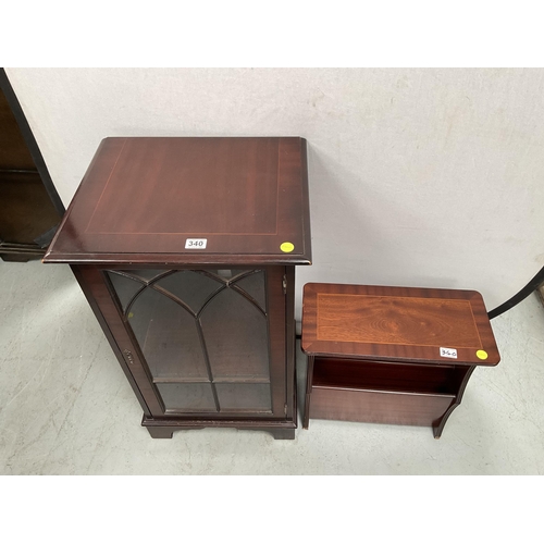 340 - REPRODUCTION MAHOGANY HI -FI CABINET AND MAGAZINE TABLE