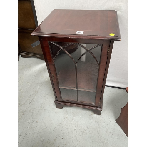 340 - REPRODUCTION MAHOGANY HI -FI CABINET AND MAGAZINE TABLE