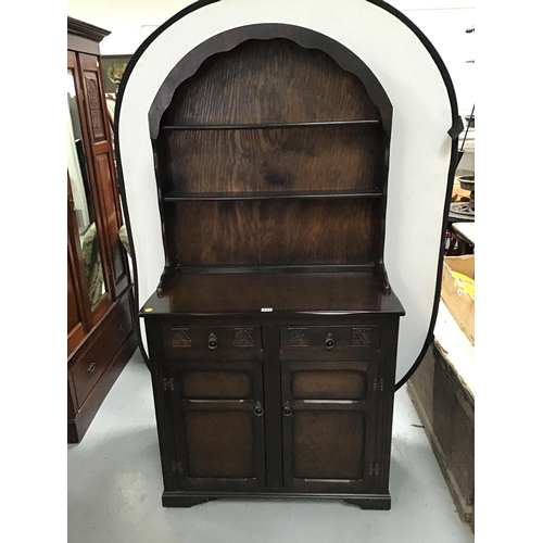 343 - DARK OAK PRIORY DOME TOPPED DUTCH DRESSER - H72